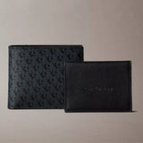 Calvin Klein Allover Monogram Logo Matte Bifold Wallet with Card Case - Black | Calvin Klein Monogram印花配真皮兩摺銀包(連卡片套) - 黑色