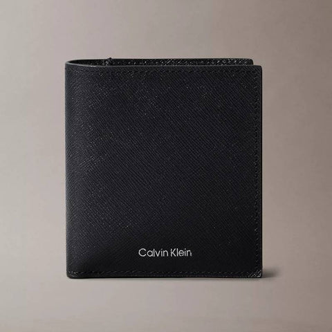 Calvin Klein Refined Saffiano Slim Bifold Wallet - Black | Calvin Klein 十字斜紋真皮兩摺銀包 - 黑色