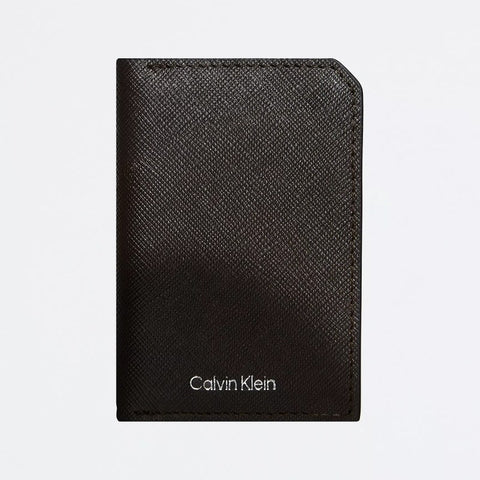 Calvin Klein Saffiano Leather RFID Cardcase - Dark Brown | Calvin Klein 十字紋牛皮卡片套 - 深啡色