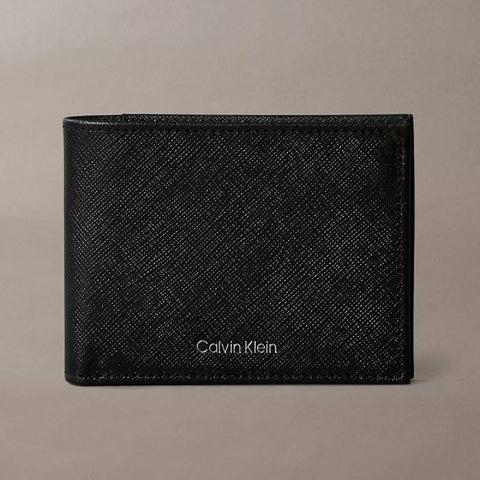 Calvin Klein RFID Saffiano Leather Slim Bifold Wallet - Black | Calvin Klein RFID防護十字斜紋真皮兩摺銀包 - 黑色
