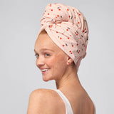 XL Hair Towel Wrap - Cherry Print | 櫻桃超細纖維毛巾速乾浴帽
