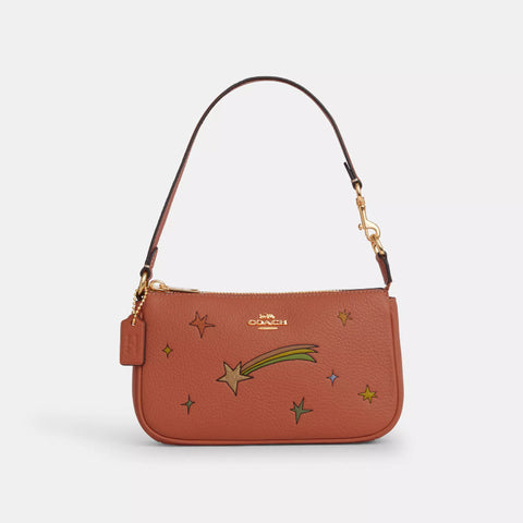 Coach X Observed By Us Nolita 19 In Leather With Star Print - Gold/Faded Orange Multi | Coach x Observed By Us聯名Nolita真皮兩用單肩包 - Gold/Faded Orange Multi