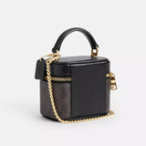 Coach Ava Crossbody Bag In Signature Canvas - Gold/Walnut/Black | Coach 經典印花方形真皮斜揹包 - Gold/Walnut/Black