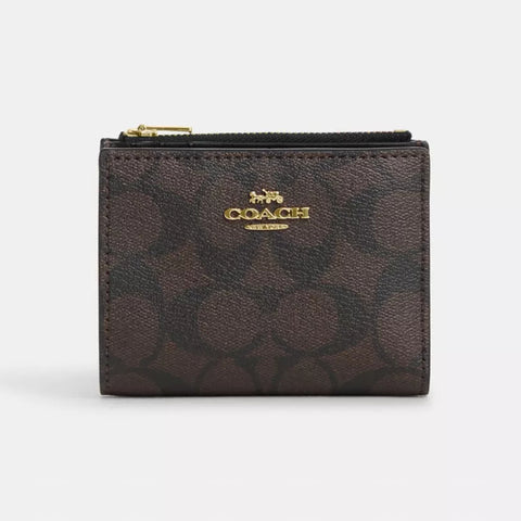 Coach Bifold Wallet in Signature Canvas - Brown Black | Coach 經典印花兩摺短銀包 - Brown Black