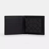 Coach Boxed 3-in-1 Billfold Wallet in Signature Canvas・Black | Coach 經典印花兩摺真皮短銀包禮盒套裝