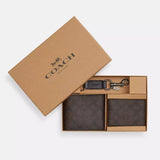Coach Boxed 3 In 1 Wallet Gift Set In Signature Canvas - Qb/Walnut/Black | Coach 經典印花兩摺真皮短銀包禮盒套裝 - Qb/Walnut/Black