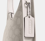 Coach Curve Zip Bag in Signature Jacquard - Silver/Cloud Chalk | Coach 經典 SIGNATURE 單肩手袋 - Silver/Cloud Chalk