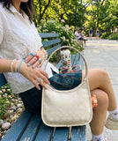 Coach Curve Zip Bag in Signature Jacquard - Silver/Cloud Chalk | Coach 經典 SIGNATURE 單肩手袋 - Silver/Cloud Chalk