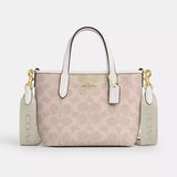 Coach City Mini Tote Bag In Signature Canvas - Gold/Sand/Chalk | Coach 經典印花迷你真皮斜揹包 - Gold/Sand/Chalk