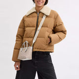 Coach City Mini Tote Bag In Signature Canvas - Gold/Sand/Chalk | Coach 經典印花迷你真皮斜揹包 - Gold/Sand/Chalk