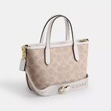 Coach City Mini Tote Bag In Signature Canvas - Gold/Sand/Chalk | Coach 經典印花迷你真皮斜揹包 - Gold/Sand/Chalk