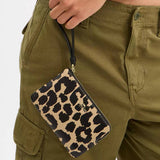 Coach Corner Zip Wristlet With Leopard Print - Leopard Multi | Coach 豹紋荔枝紋真皮手拿包 - Leopard Multi