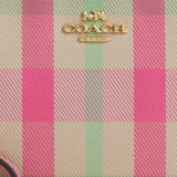 Coach Corner Zip Wristlet With Plaid Print - Gold/Pink Multi | Coach 格子緹花手拿包 - Gold/Pink Multi