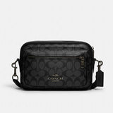 Coach Elias Crossbody In Signature Canvas - Gunmetal/Charcoal/Black | Coach 經典印花帆布配小牛皮斜揹包