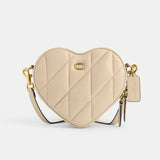 Coach Heart Crossbody Bag With Quilting - Brass/Ivory | Coach 心形絎縫格紋真皮斜揹包 - Brass/Ivory