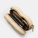 Coach Heart Crossbody Bag With Quilting - Brass/Ivory | Coach 心形絎縫格紋真皮斜揹包 - Brass/Ivory