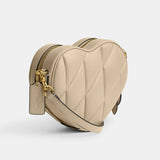 Coach Heart Crossbody Bag With Quilting - Brass/Ivory | Coach 心形絎縫格紋真皮斜揹包 - Brass/Ivory