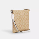 Coach Mini Rowan File Bag In Signature Canvas - Light Khaki Chalk | Coach 迷你真皮經典印花方形斜揹袋 - Light Khaki Chalk