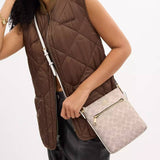 Coach Mini Rowan File Bag In Signature Canvas - Gold/Sand/Chalk | Coach 迷你真皮經典印花方形斜揹袋 - Gold/Sand/Chalk