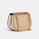 Coach Morgan Card Case On A Chain In Signature Canvas - Light Khaki Ivory | Coach 經典印花迷你馬鞍包 - 淺卡其色