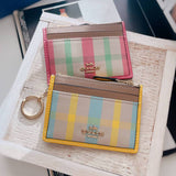 Coach Mini Skinny Id Case With Plaid Print - Im/Bright Maize Multi | Coach 格子提花卡片套／散紙包 - Im/Bright Maize Multi