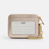 Coach Zip Card Case - Gold/Light Champagne | Coach 珠光真皮卡片套／散紙包 - Gold/Light Champagne