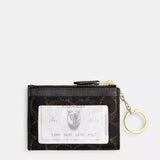 Coach Mini Skinny Id Case in Loved Signature Canvas - Gold/Brown | Coach 真皮卡片套／散紙包 - Gold/Brown