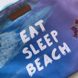 Pura Vida Eat Sleep Beach Clutch | Pura Vida藍色印花防潑水拉鍊袋