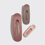Recycled Plastic Flat Lay Claw Clip 3pc Set Ultra Glossy - Terracotta | 亮面豆沙色開口髮夾．三個裝
