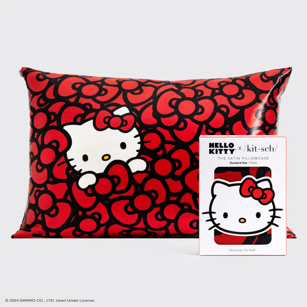 Hello Kitty x Kitsch Satin Pillowcase - Kitty Bathes in a Sea of Bows | Hello Kitty x Kitsch舒適睡眠枕頭套 - Kitty Bathes in a Sea of Bows