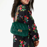 Kate Spade Carey Small Flap Shoulder Bag - Deep Jade | Kate Spade 真皮翻蓋格紋單肩包 - 翡翠綠色