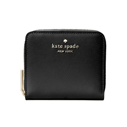 Kate Spade Staci Small Zip Around Wallet - Black | Kate Spade 黑色十字紋真皮短銀包