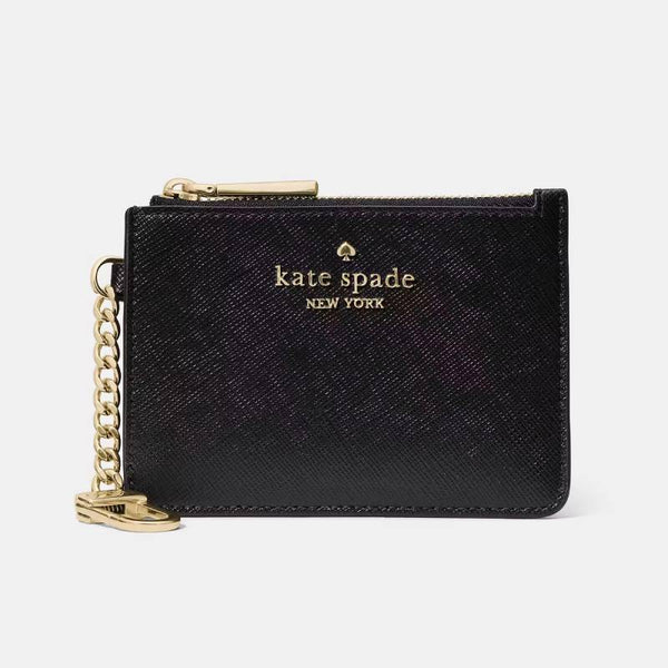 Kate Spade Key Ring Cardholder - Black | Kate Spade 十字紋真皮鑰匙圈卡片套/散紙包 - 黑色