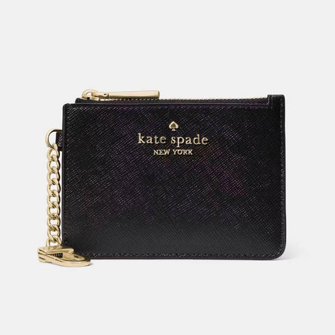 Kate Spade Key Ring Cardholder - Black | Kate Spade 十字紋真皮鑰匙圈卡片套/散紙包 - 黑色