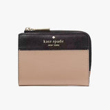 Kate Spade Madison Small L Zip Wallet - Toasted Hazelnut Multi | Kate Spade 十字紋真皮拼色短銀包 - Toasted Hazelnut Multi