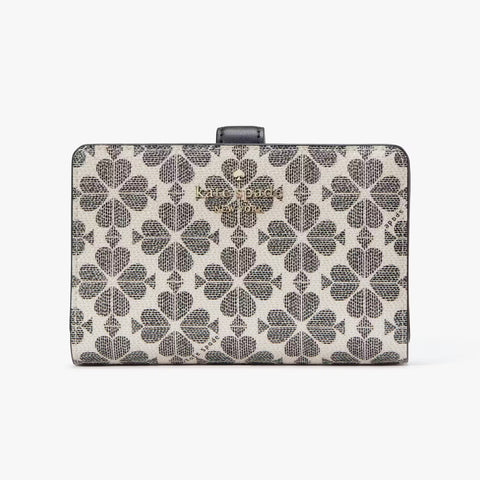 Kate Spade Signature Spade Flower Medium Compact Bifold Wallet - Black Multi | Kate Spade 經典黑桃花紋短銀包 - Black Multi