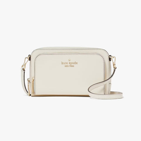 Kate Spade Staci Dual Zip Around Crossbody - Meringue | Kate Spade 十字斜紋真皮小方包 - Meringue