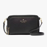 Kate Spade Staci Dual Zip Around Crossbody - Black | Kate Spade 十字斜紋真皮小方包 - Black