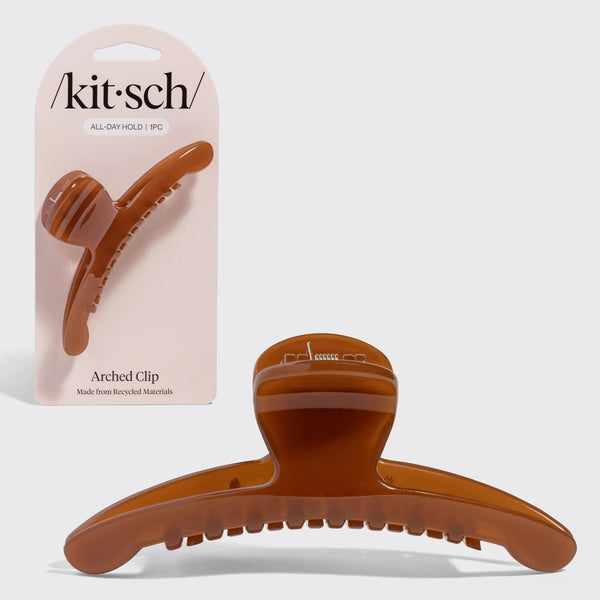 Kitsch Eco-Friendly Plastic Large Arched Clip - Mocha | Kitsch 果凍感弧形抓夾 - 摩卡色