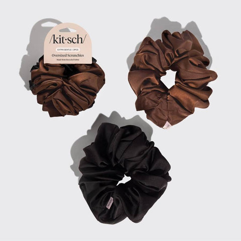 Black & Chocolate Oversized Scrunchies | 加大版寬邊柔軟髮圈 - Black & Chocolate