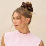 Black & Chocolate Oversized Scrunchies | 加大版寬邊柔軟髮圈 - Black & Chocolate