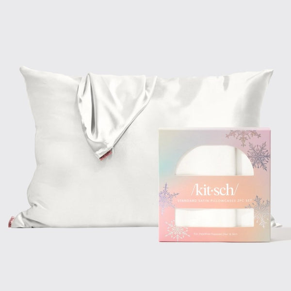 Holiday Satin Standard Pillowcase 2pc - Ivory | Kitsch舒適緞面枕頭套禮盒兩個裝 - 象牙白色