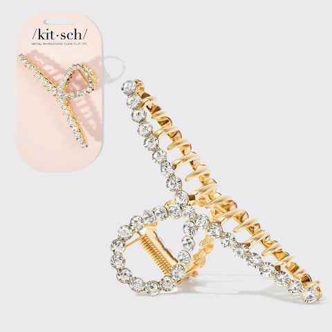 Metal Rhinestone Loop Claw Clip - Gold | Kitsch 金色水鑽髪夾