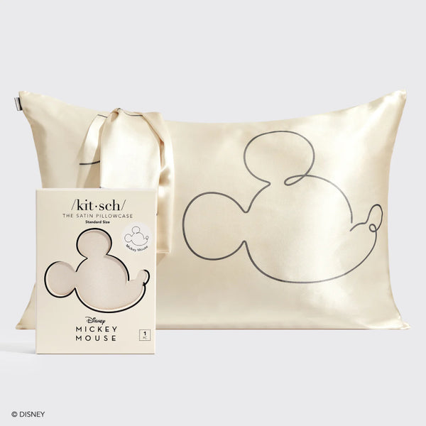 Kitsch & Mickey and Minnie Satin Pillowcase Standard Mr. Mouse - Cream | 米奇老鼠 x Kitsch舒適睡眠枕頭套 - 米奇 (Cream)