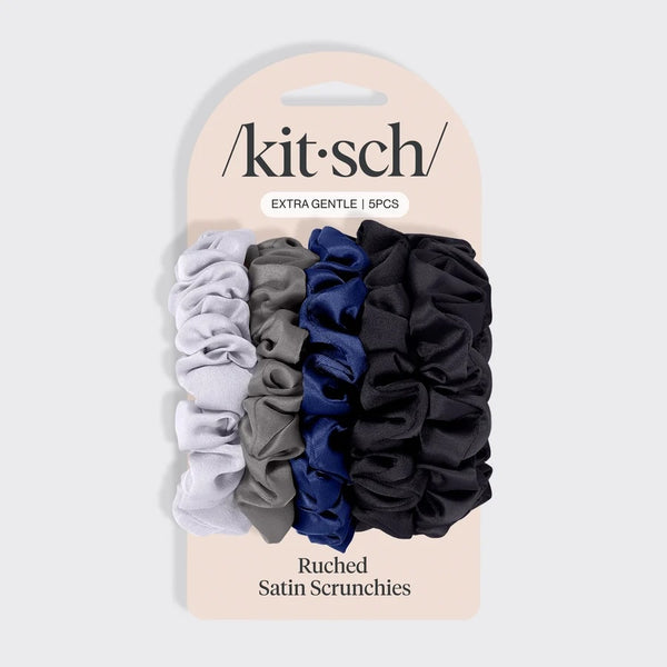 Midnight Satin Petite Scrunchies 5pc Set | 幼身Satin柔軟髮圈5條裝 - Midnight