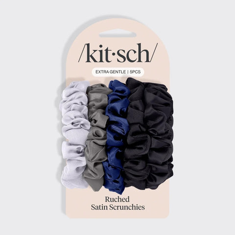 Midnight Satin Petite Scrunchies 5pc Set | 幼身Satin柔軟髮圈5條裝 - Midnight
