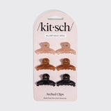 Kitsch Eco-Friendly Mini Arched Clips 6pc Set - Soft Pink, Mocha & Black | Kitsch 果凍感弧形迷你6件裝抓夾