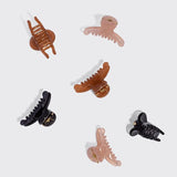 Kitsch Eco-Friendly Mini Arched Clips 6pc Set - Soft Pink, Mocha & Black | Kitsch 果凍感弧形迷你6件裝抓夾