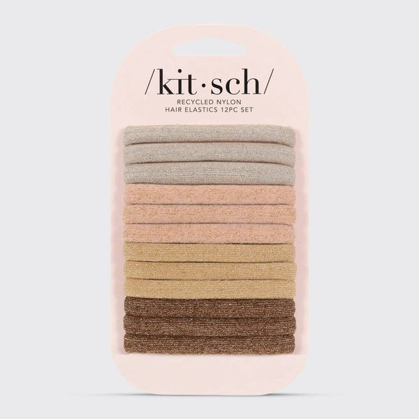 Recycled Nylon Glitter Hair Ties 12pc Set - Neutral | Re-Nylon再生尼龍髮圈12條裝 - Neutral