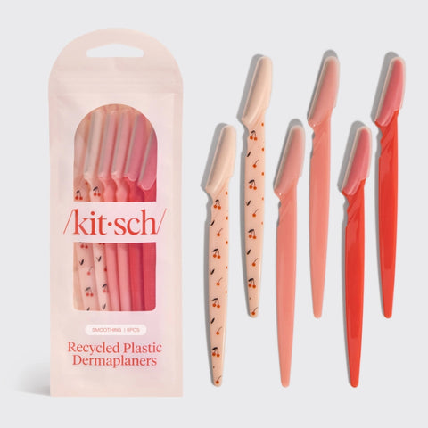 Kitsch Recycled Plastic Dermaplaners 6pc Set - Assorted Cherry | Kitsch 面部修毛器修眉刀